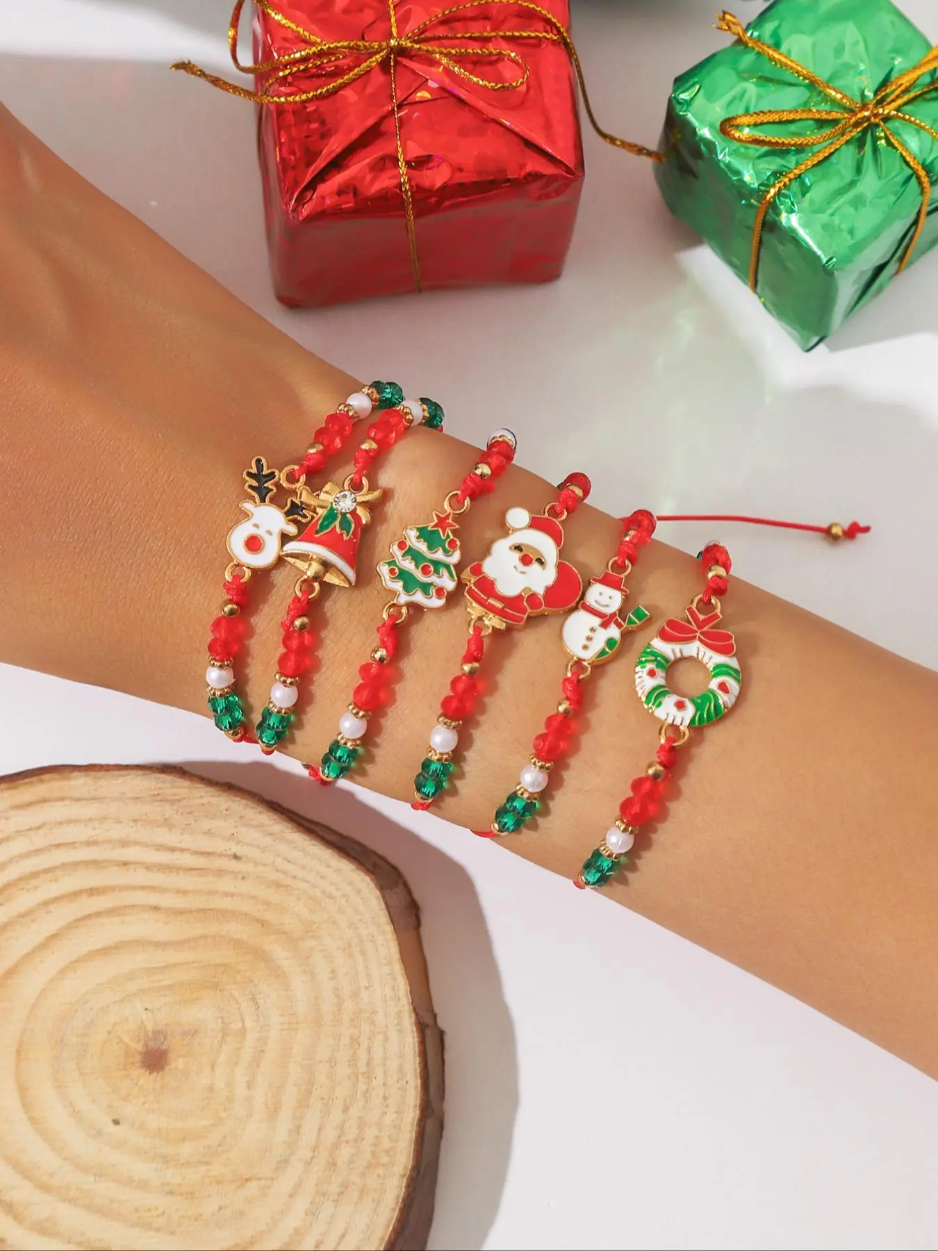 Christmas Themed Beaded Bracelet, Fashionable Christmas Elements Decor Bracelet for Women & Girls, Elegant All-match Fashion Accessories for Daily Wear