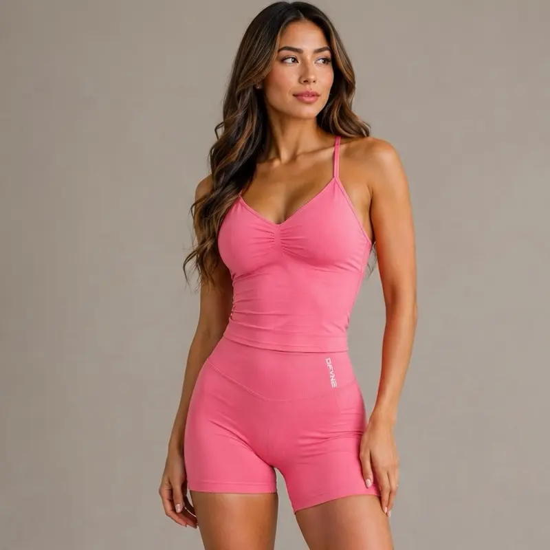 DFYNE Impact Longline Strappy Top & impact shorts set m/s