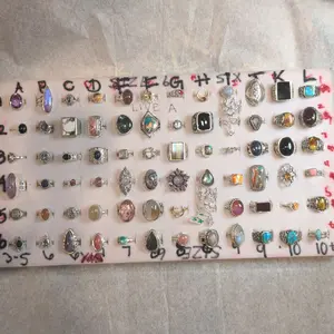 Live Jewelry A: Crystal 925 Silver Rings Statement Whimsical and Gothy Moonstone Obsidian