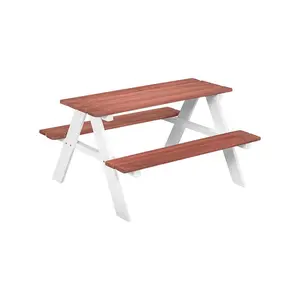 Indoor furniture  Outsunny Picnic Wooden Table Bench Set Kids Patio Furniture Outdoor Toys for Garden Backyard Aged 3 8 Years Old Brown