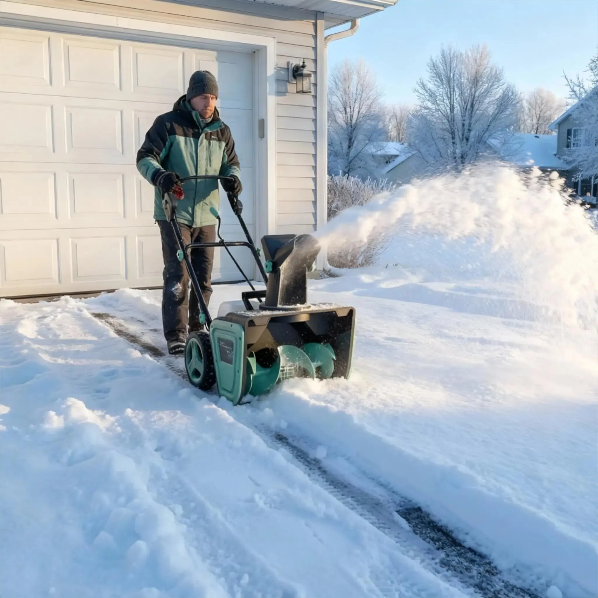 GARVEE Electric Snow Blower Cordless - Brushless Motor 20" Width, 10" Depth, 23FT Throwing Distance, 180° Rotating Chute Walkways Driveways Snow Thrower Blaster Dual LED Lights (20 Inch Cordless)