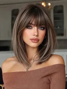 12 Inch Bob Wig for Women, Shoulder Length Straight Hair, Fashionable Daily Use, Suitable for Any Occasion, Glueless Bob Wigs