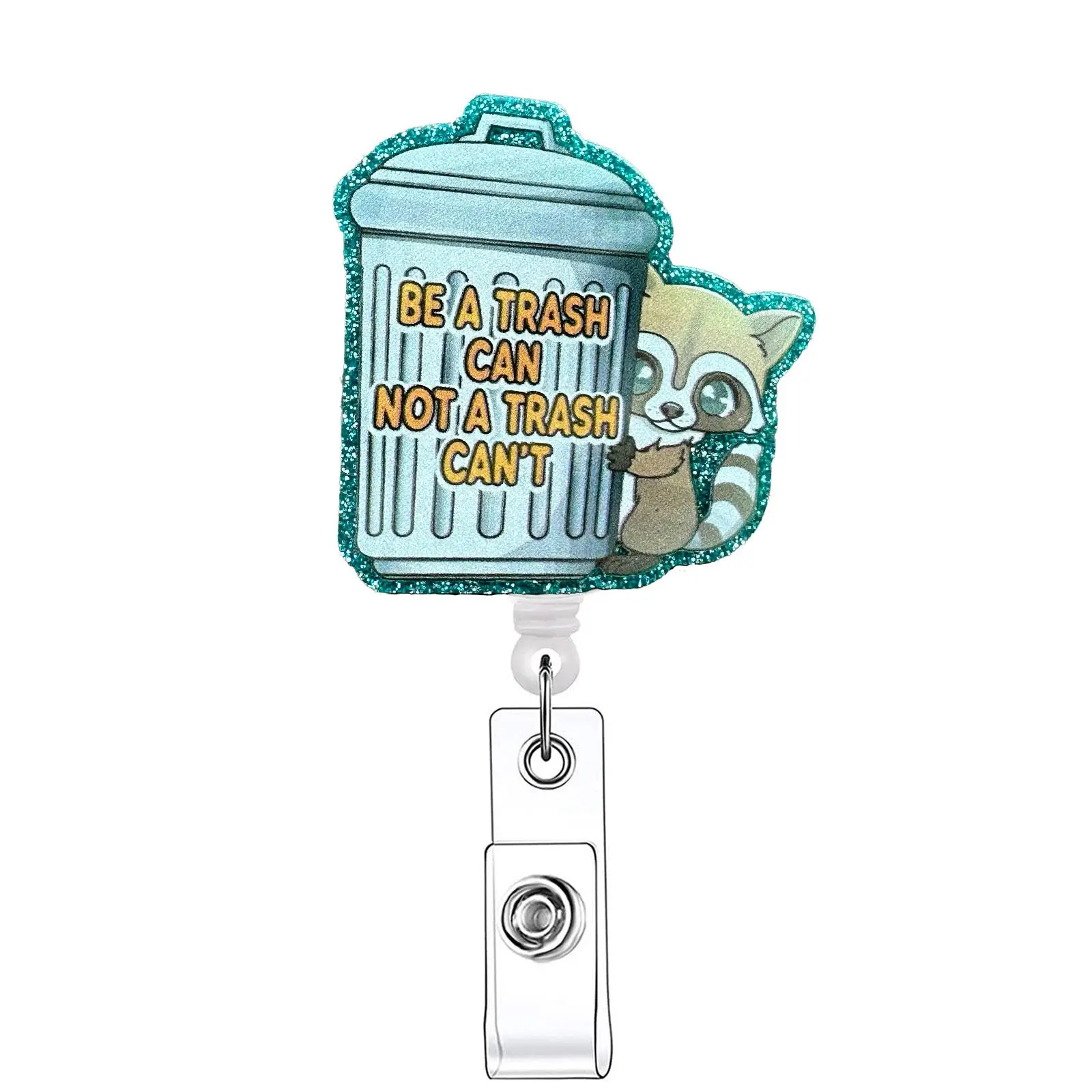 Cute Cartoon Raccoon Pattern Badge Holder, Badge Reels Retractable, Nursing Badge Reel, 1 Count Retractable Badge Reel, Acrylic ID Holder for Nurses, Doctors, Students & Office Staff