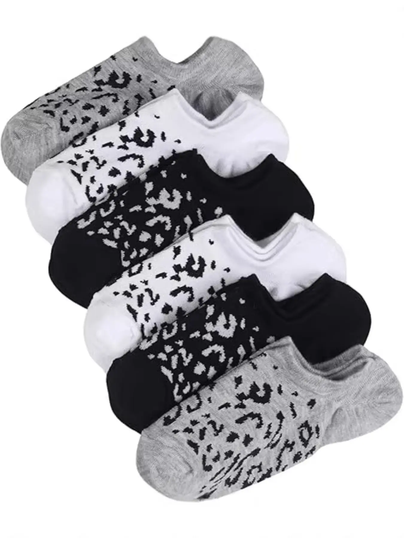 12 Pairs Leopard Print Invisible Boat Socks, Non-Slip Comfortable Summer Sports Socks for Men and Women, Ideal for Running and Hiking