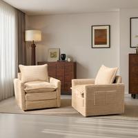 Beige Plush Corduroy Swivel Chair*2
