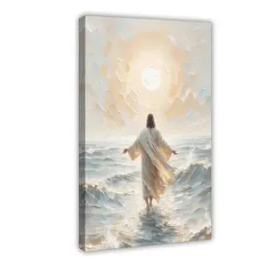 Palette Dreams Jesus Walking on Water Canvas Wall Art Painting Christian Bible Story Wall Decor Painting Poster Print Artwork for Living Room Bedroom Church Prayer Room Decor