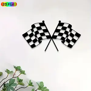 1pc Checkered Racing Flags Metal Wall Art, Crossed Checkered Flags Statue Mural, Artistic Metalwork, Intricate Craftsmanship, Perfect for Graduation, Housewarming Decor, Perfect for Game Room Garage Office Decor, Ideal Gift for Racing Enthusiasts.