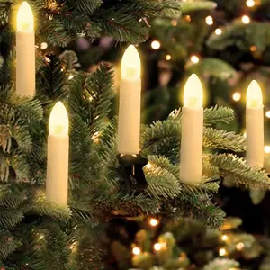 Christmas Candle String Lights, USB 20 LED Candle Lights for Indoor Outdoor, Connectable Flameless Candle Lights with Clips for Christmas Trees, Fireplaces, Church, Wedding, Warm White