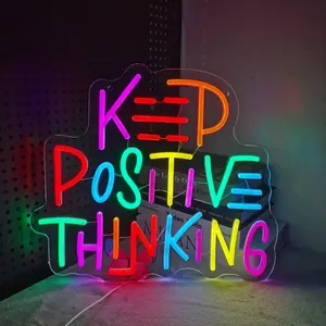 Keep Positive Thinking Neon sign USB powered, adjustable brightness, suitable for bedrooms, living rooms, gyms, bookstores, classrooms, libraries, yoga studios, multi-purpose decorations, Christmas Thanksgiving New Year gifts