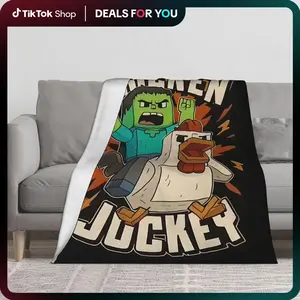 Epic Pixel Warrior Riding Chicken – Funny Gamer Flannel Blanket for Kids, Teens & Game Lovers – Soft, Cozy & Perfect for Sofa, Bed or Gift!