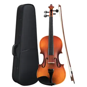 4/4 Acoustic Violin Set with Case Bow Rosin Tuner Shoulder Rest Strings and Tone Marks Full Size Basswood Construction for Adults Learners and Enthusiasts Natural Color Retro Style