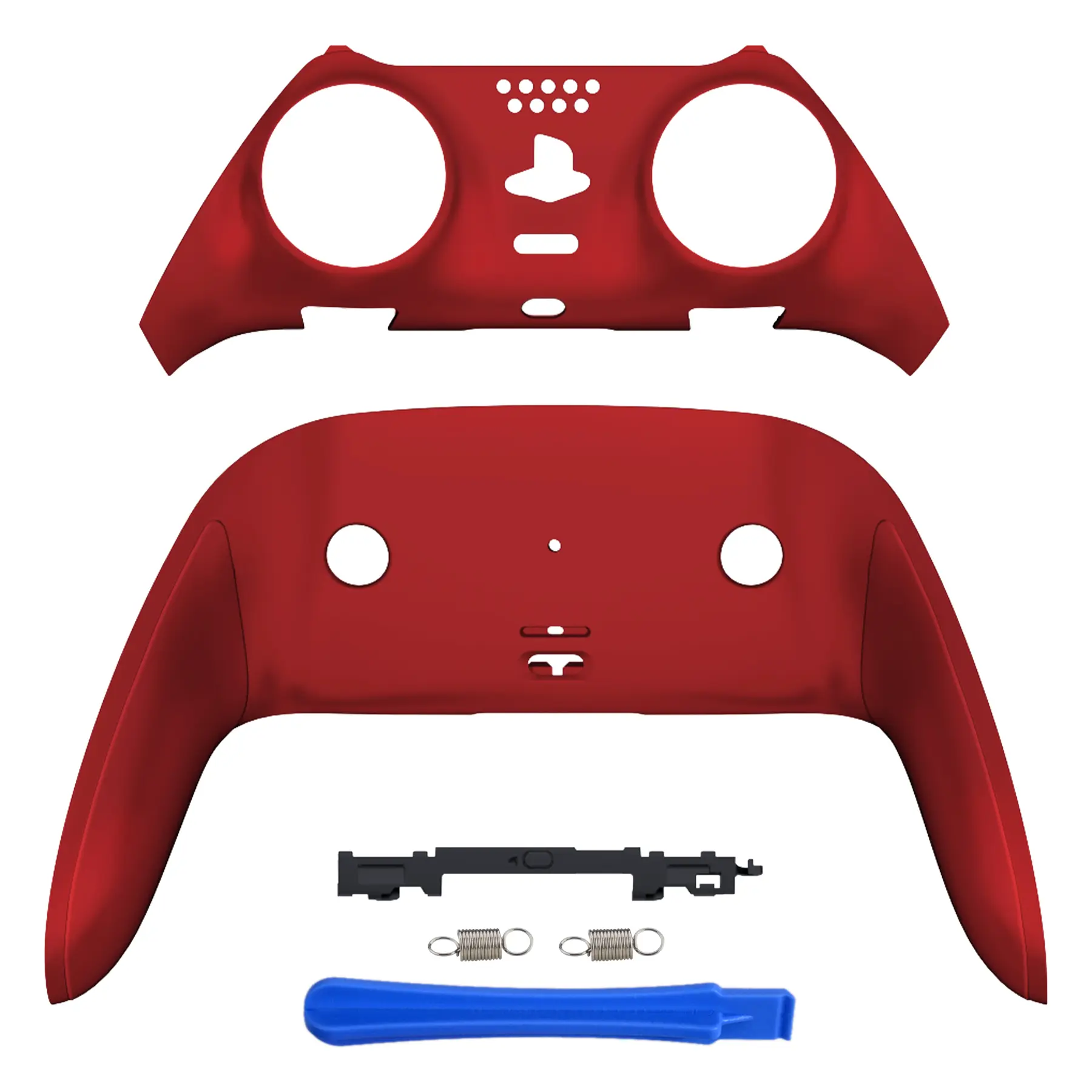 eXtremeRate Scarlet Red Top-Bottom Decorative Trim Shell Kit, Custom DIY Replacement Front-Back Clip Plates Cover Accessories for PS5 Edge Gaming Controller