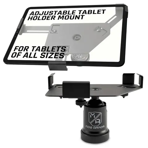 MOB ARMOR Tab Mount Maxx Billet Aluminum Cradle Tablet Mount Stand - Sturdy Adjustable Magnetic Accessory, Easy Installation, Smart Tablet Accessories for All Sizes, Compatible with Gym Equipment Tubing, Dashboard