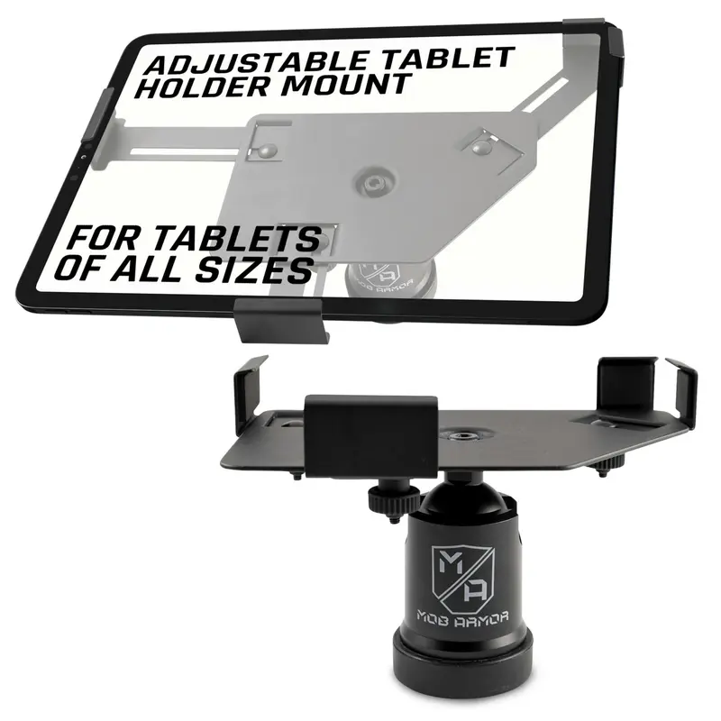 MOB ARMOR Tab Mount Maxx Billet Aluminum Cradle Tablet Mount Stand - Sturdy Adjustable Magnetic Accessory, Easy Installation, Smart Tablet Accessories for All Sizes, Compatible with Gym Equipment Tubing, Dashboard