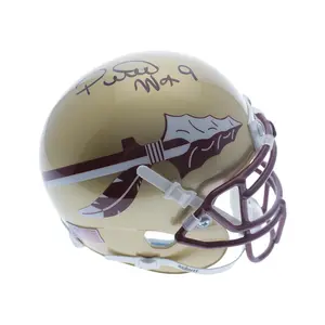 Peter Warrick FSU Seminoles Signed Schutt Gold Mini Helmet - PSA