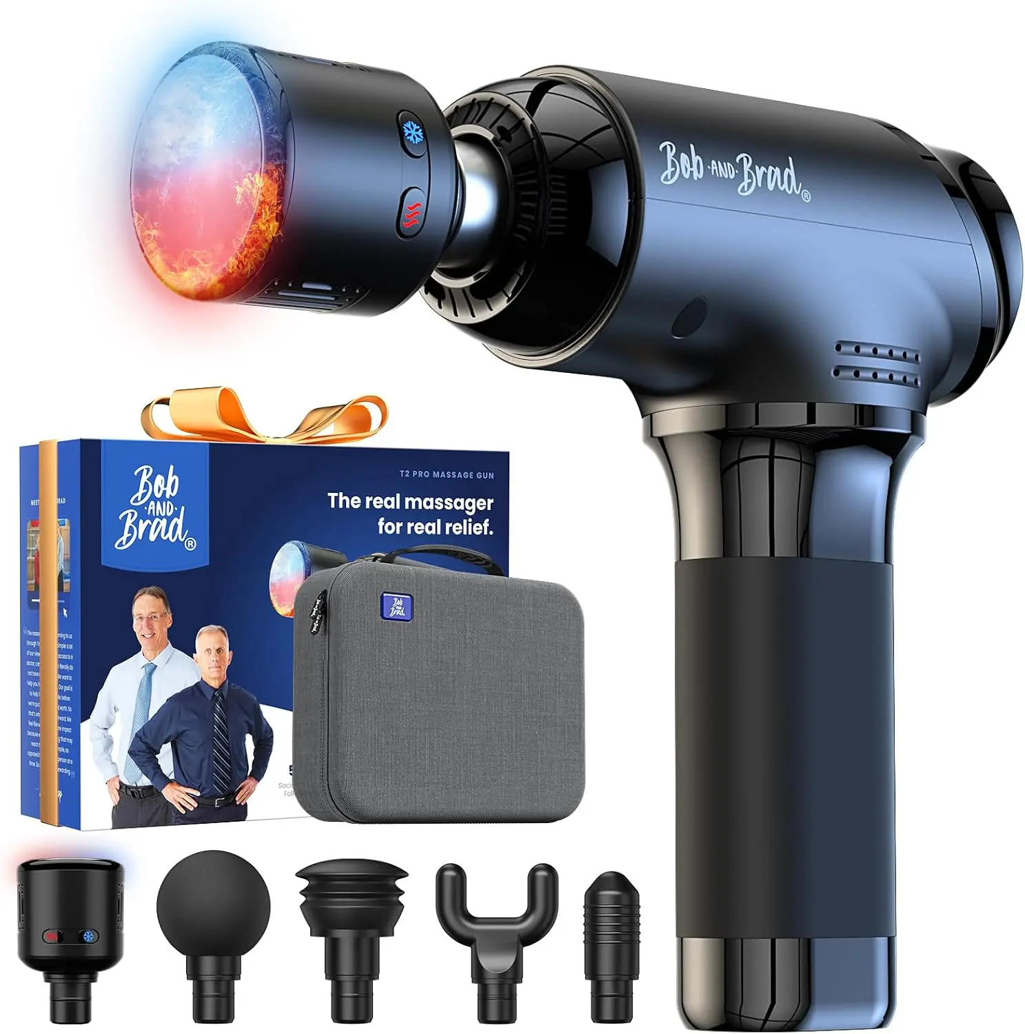 Bob and Brad T2 Pro Massage Gun with Heat and Cold, Deep Tissue Percussion for Pain Relief Athletes