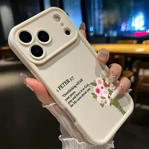 Phone Case for iPhone 17 ProMax 16 15 14 Plus 13 12 11 XR X XS Air Floral Faith Message Pattern Pocket-Friendly Shockproof Silicone Protective Soft Smartphone Casing,It makes a great holiday gift for friends or family.