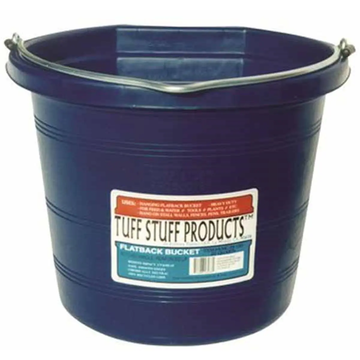Tuff Stuff Products KMC-FB100BL 20 qt. Chemical-Safe Plastic Flat Utility Bucket with Handle, Blue, for Home Supplies