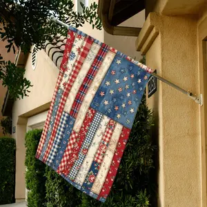Patchwork American Flag Garden Flag: Vintage Quilt Style, Patriotic Yard Decor