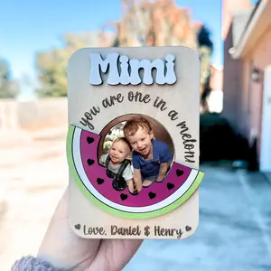 Watermelon Fridge Mom Grandma Photo Magnet, Gift for Mom, Mother’s Day Gift, Photo Frame,