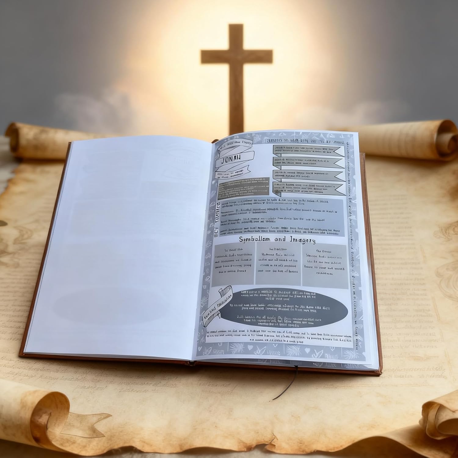 66-Page Bible Study Guide & Devotional Journal | Beginner-Friendly Spiritual Growth Notebook with PU Leather Cover, Scripture Summaries & Daily Reflections – Perfect Christian Gift for Faith Journey