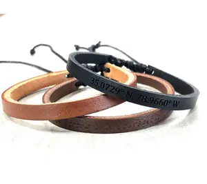 Engraved Leather Bracelets Unisex Gifts Couple Bracelets Personalized Leather Gifts