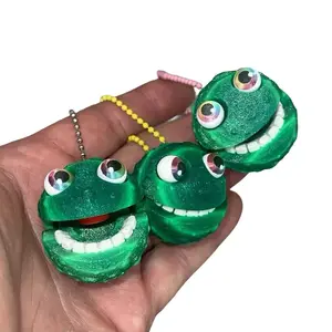 3D Printed Plastic Pickle Pickleball Keychain Set - Part 3 Fidget Ornament with Ball Chain, Cute Backpack Fashion Accessory
