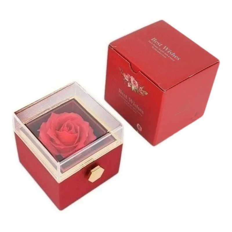 Rotating Rose Jewelry Box - 360° Floral Display, Elegant Storage with Safety Buckle, Valentine's Day Gift for Her, Unisex Keepsake Box, Home Decor