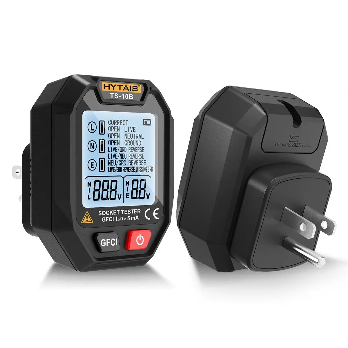 HYTAIS Digital Socket Tester, LCD Screen Smart Detector, Portable Electrical Measuring Instruments, Socket Detector for Home & Office
