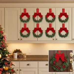 6-Pack Mini Christmas Wreaths with Bows ?? - Red Berries, Rustic Style, Reusable Plastic, Indoor/Outdoor Decor (Front Door/Table Centerpiece), Black Friday Deal: Christmas/New Year Gift