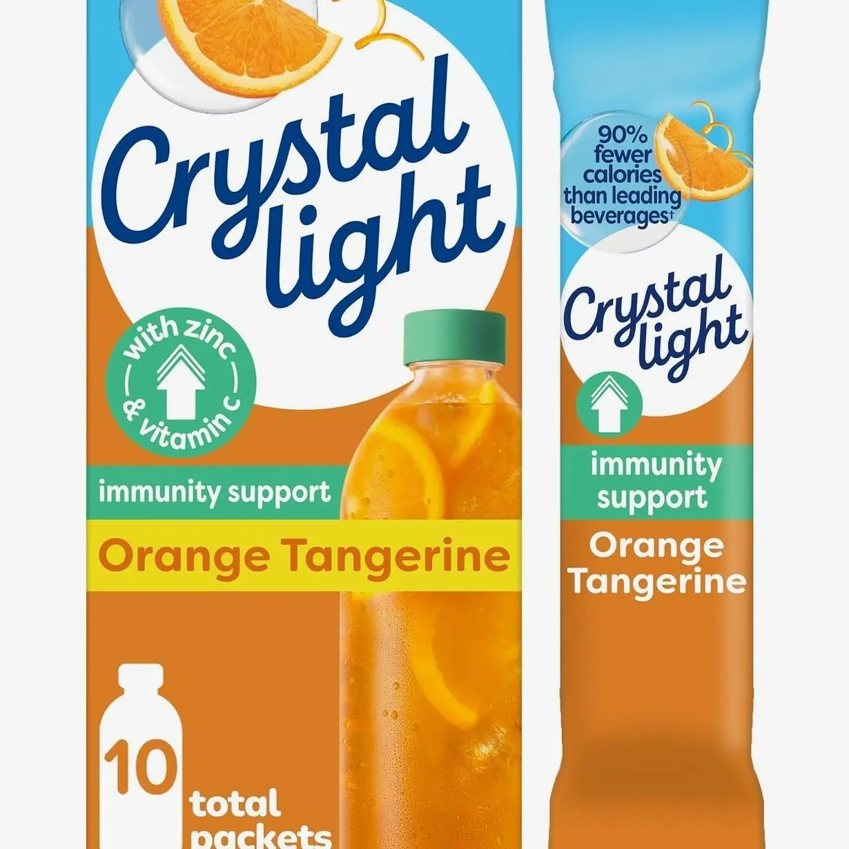 Crystal Light Immunity Support Orange Tangerine natural flavor with other natural flavor Powdered Drink Mix, .07 oz Packets, 10 per Box