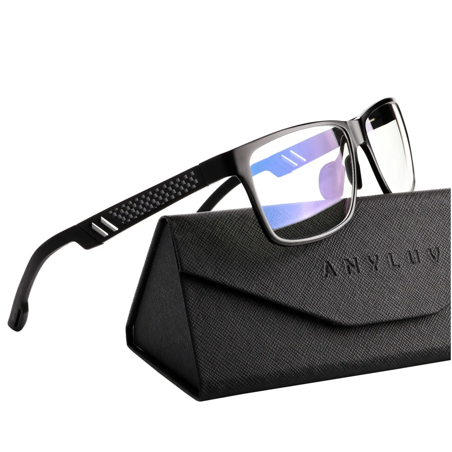 ANYLUV Premium Carbon Blue Light Blocking Lightweight Durable Glasses with Spring Hinges, High-Definition Lenses to Reduce Eye Strain (4571), High Quality Eyewear, 45% Block, Blue Lens Non-Prescription Glasses