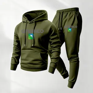 Men’s Hoodie and Jogger Set Two Piece Tracksuit Casual Streetwear Pullover Hooded Sweatshirt Matching Sweatpants Athletic Gym Running Training Outfit Comfortable Autumn Winter Men Fashion Tracksuit Lounge Set