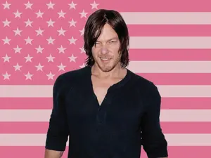 Norman Reedus Pink Wall Tapestry - American Flag V4 Home Decor, Gift For Him