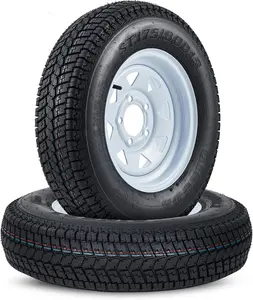 2-Pack Trailer Tires On Rim ST175/80D13 175 80 13 6PR Load Range C 5-Lug on 4.5" White Spoke Wheels – Heavy Duty Utility Boat Trailer Tires