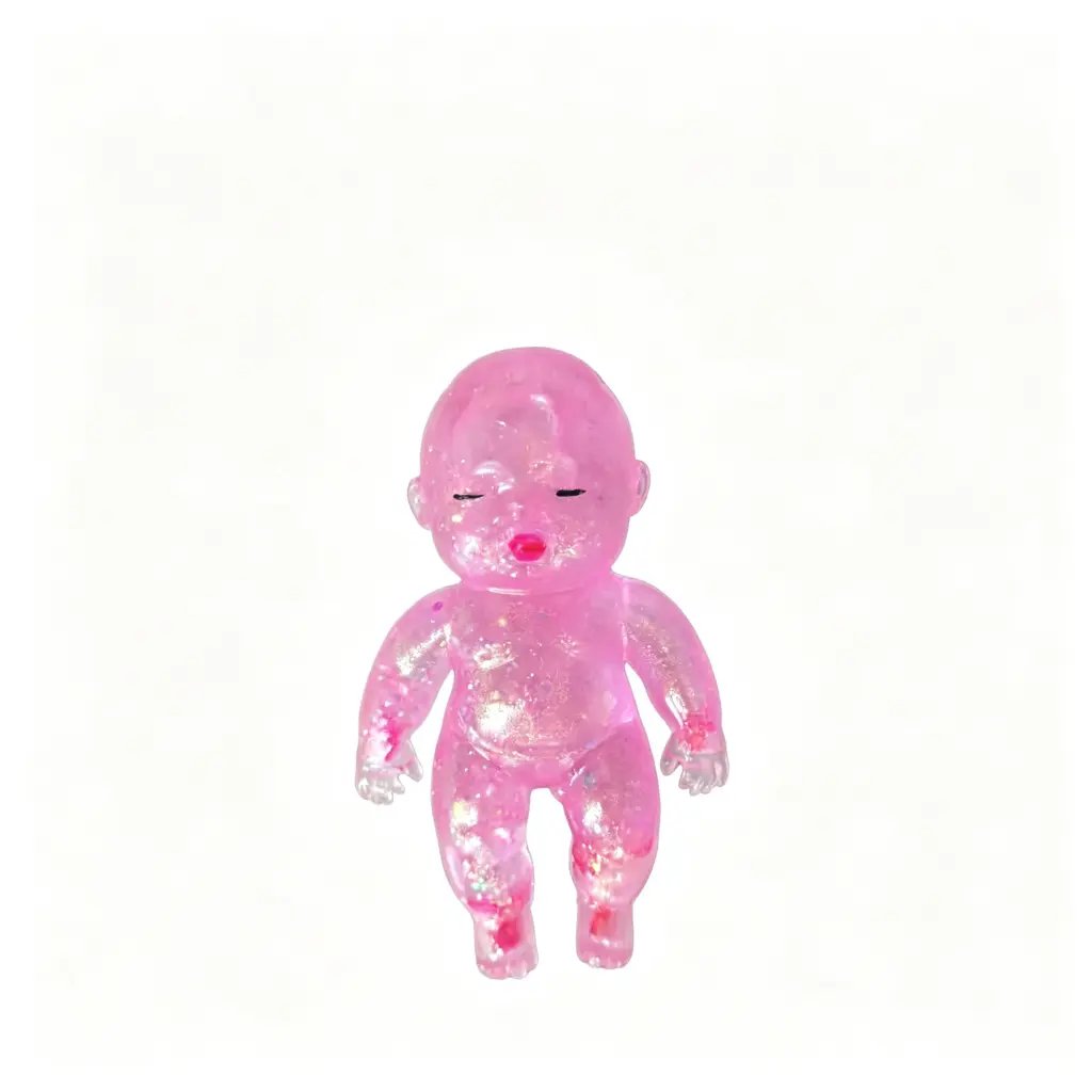 Pink Transparent Glitter Baby Squishy Toy, TPR Soft Rubber Squeeze Stress- Fidget Novelty Decor Gift for Kids relief