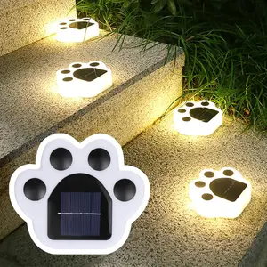 4Pcs Solar Garden Lights Outdoor Color Changing Decorative Ball Solar Lights for Patio Lawn Yard Path Christmas Paw Print Design