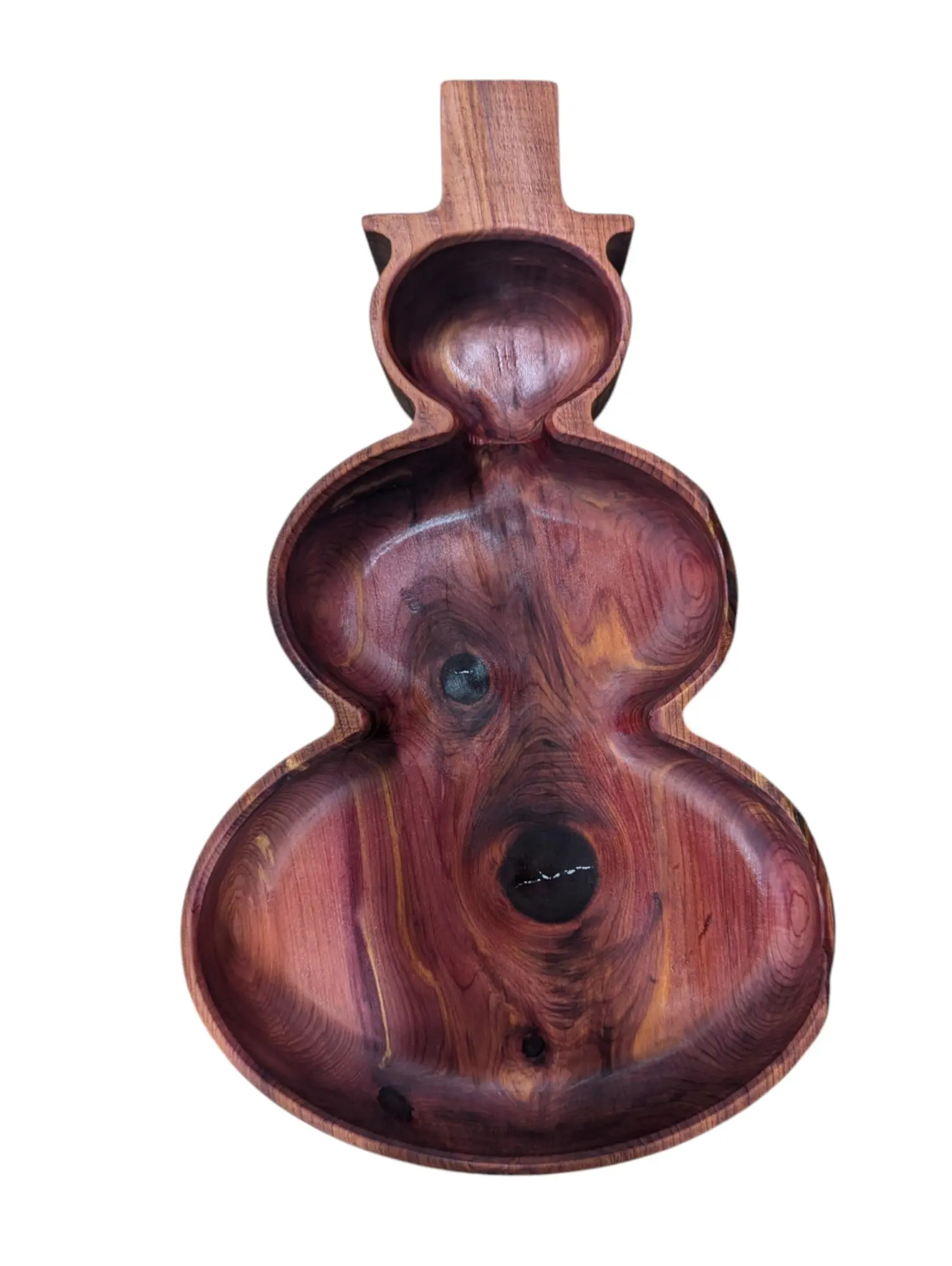 Cedar Christmas Snowman Serving Bowl Handcrafted Medium & Large Tray for Holiday Treats & Snacks Versatile Charcuterie Board Stylish Tableware Engraved Wood
