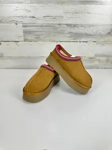 INPAKSA Women's Slippers Platform Mini Boots Short Ankle Boot Fur Fleece Siz 7.5