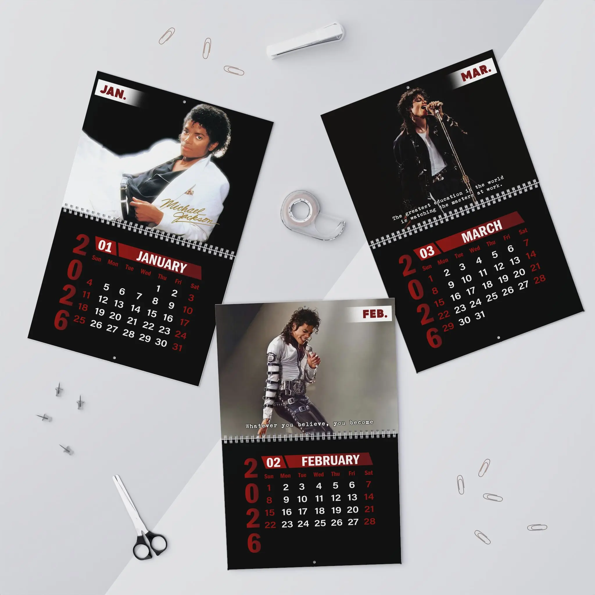 Ver2 MJ 2026 Wall Calendar, Pop Music Legend Inspired Wall Calendar, Pop Culture Home Decor, Music Lover Gift for Fan