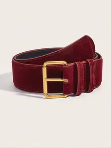 Women's Elegant Wine PU Leather Belt, Casual Modern Waistband, Versatile Fashion Accessory for Jeans Coats Dresses, Perfect for Daily Wear Parties Holidays
