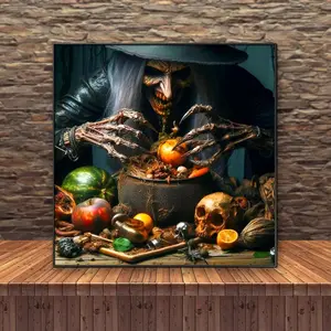 Witch in Cauldron Pattern DIY Diamond Arts Colorful Painting Kit without Frame, DIY 5D Diamond Arts Colorful Painting Kit, Wall Art Decor for Home