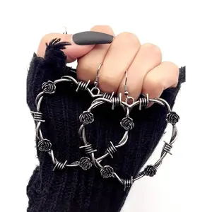 Women's Punk Heart Dangle Earrings | Trendy Rose Design Y2K Goth Fashion Jewelry