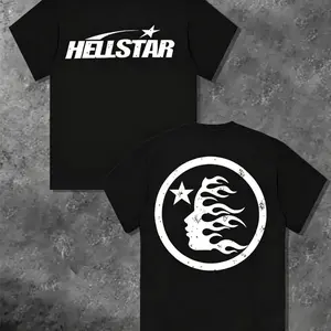 Hellstar Double-Sided Graphic T-Shirt, 100% Cotton High-Quality Print Unisex Crewneck Tee, Casual Short Sleeve Top for Spring & Summer Streetwear