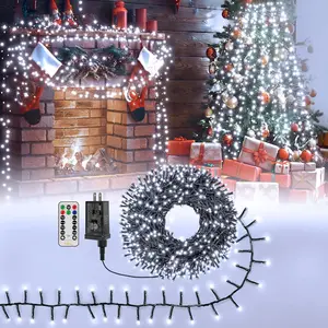 Cluster Lights Christmas 400LED 20FT, Cool White Christmas Tree Lights 8 Modes Timer Remote, Waterproof Connectable String Lights for Outdoor Indoor Outside Garland Xmas Decorations