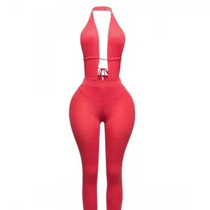 DATE NIGHT LUXE SET Soft Red Halter Jumpsuit Set for Party Outing Dinner Date Night So Soft and Sexy