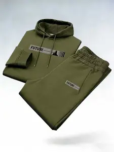 Men's two-piece set, casual round neck long sleeved hooded sweatshirt and sweatpants set, suitable for winter and autumn, sportswear set, hooded sweatshirt, sweatshirt, sweatpants