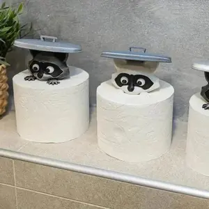 3D Printed Raccoon Toilet Paper Holder Funny Bathroom Decor