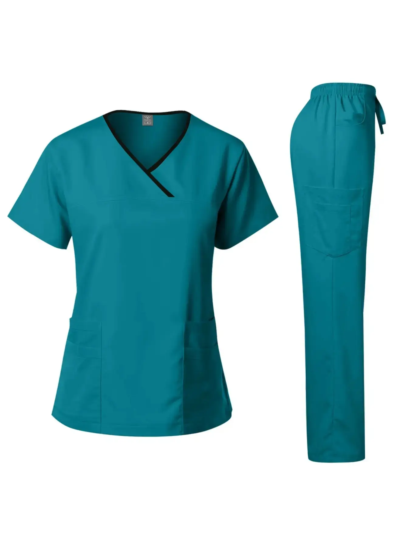 Comfort Fit Summer Workwear Set Beauty Spa Uniform |   Unisex V-Neck Short Sleeve Top and Elastic Waist Pants for Pet Wellness Centers, Luxury Spas, Beauty Studios and Retirement Homes