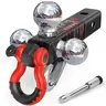 TYT  Heavy-Duty Tri-Ball Mount Trailer Hitch Tools, toolupgrade,2-in Receiver Fit, 1-7/8-in/2-in/2-5/16-in Solid Balls, Tow Hook & Shackle, Anti-Theft Pin Lock, 10,000 lbs GTW, 1,000 lbs Tongue Weight for Trucks